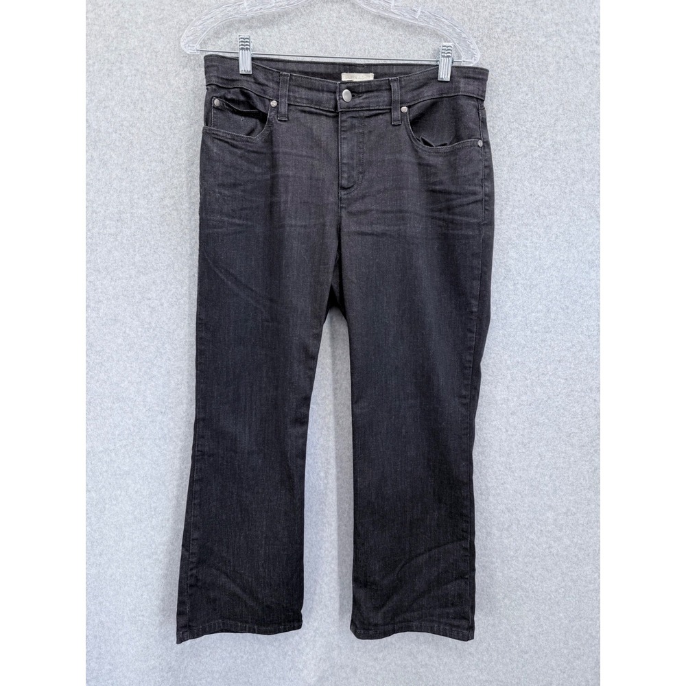 Eileen Fisher Jeans Women 8 Black Organic Cotton Stretch Denim Straight Leg Crop